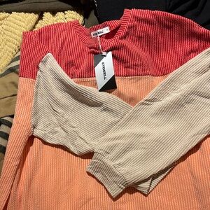 Women's Colorblock Top - Red, Orange, and Cream